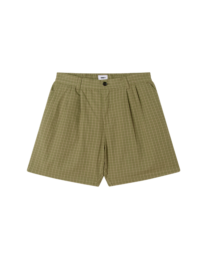 COEN PLEATED PLAID SHORT - VETIVER MULTI