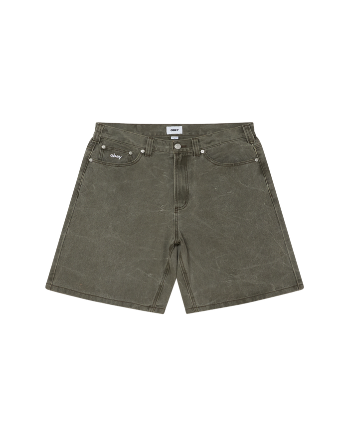 BIGWIG BAGGY DENIM SHORT - BLACK OLIVE WRINKLE