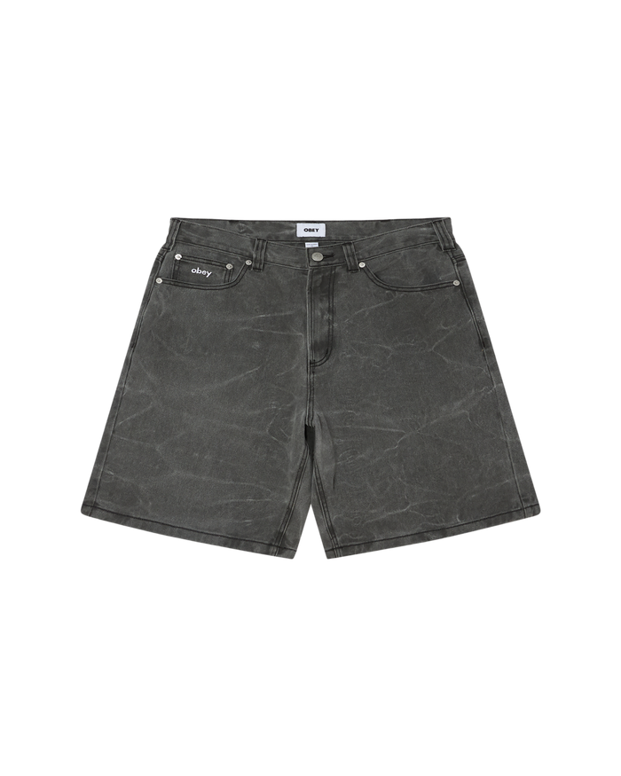 BIGWIG BAGGY DENIM SHORT - BLACK WRINKLE WASH