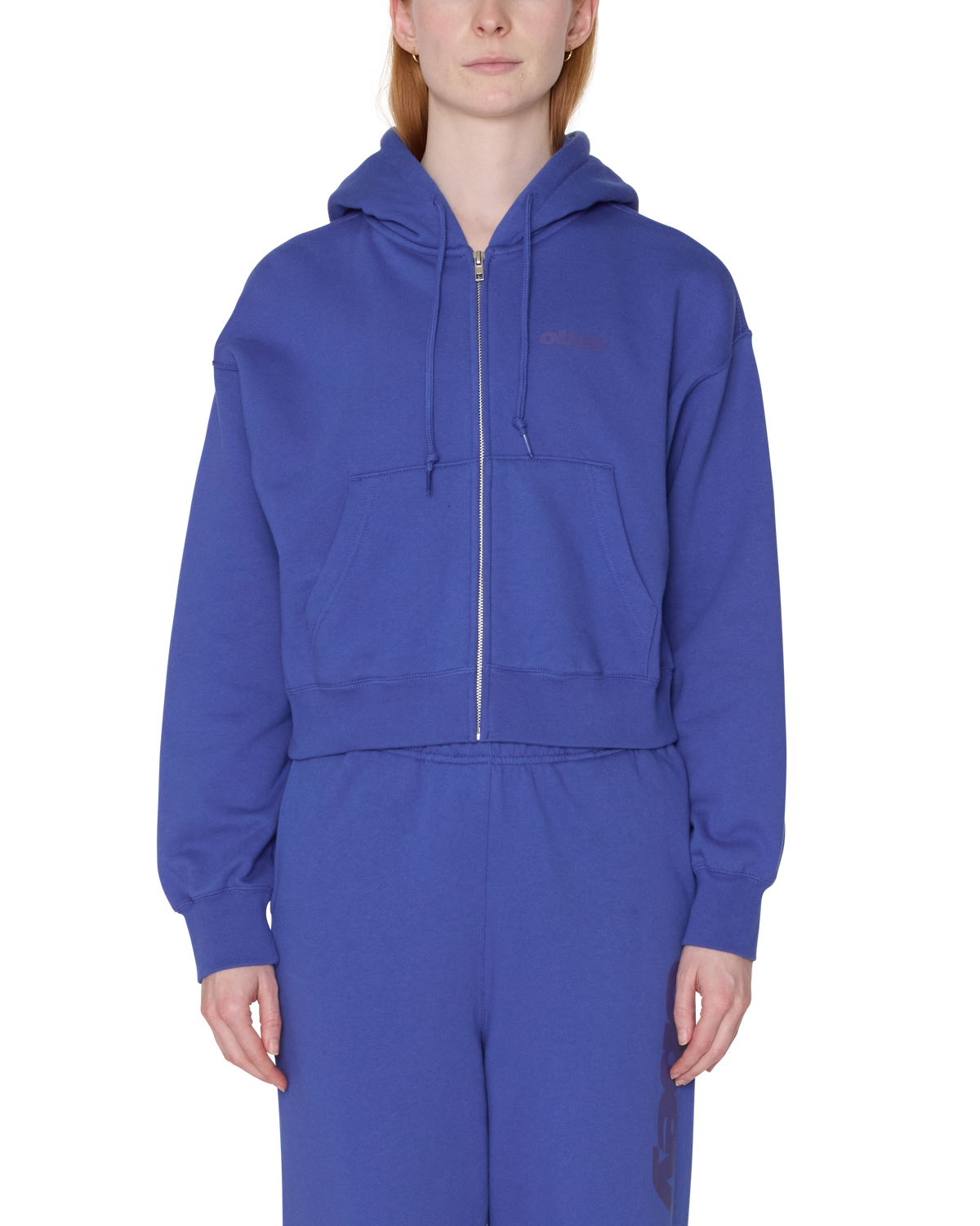LEAGUE CROPPED ZIP HOOD - BLUE