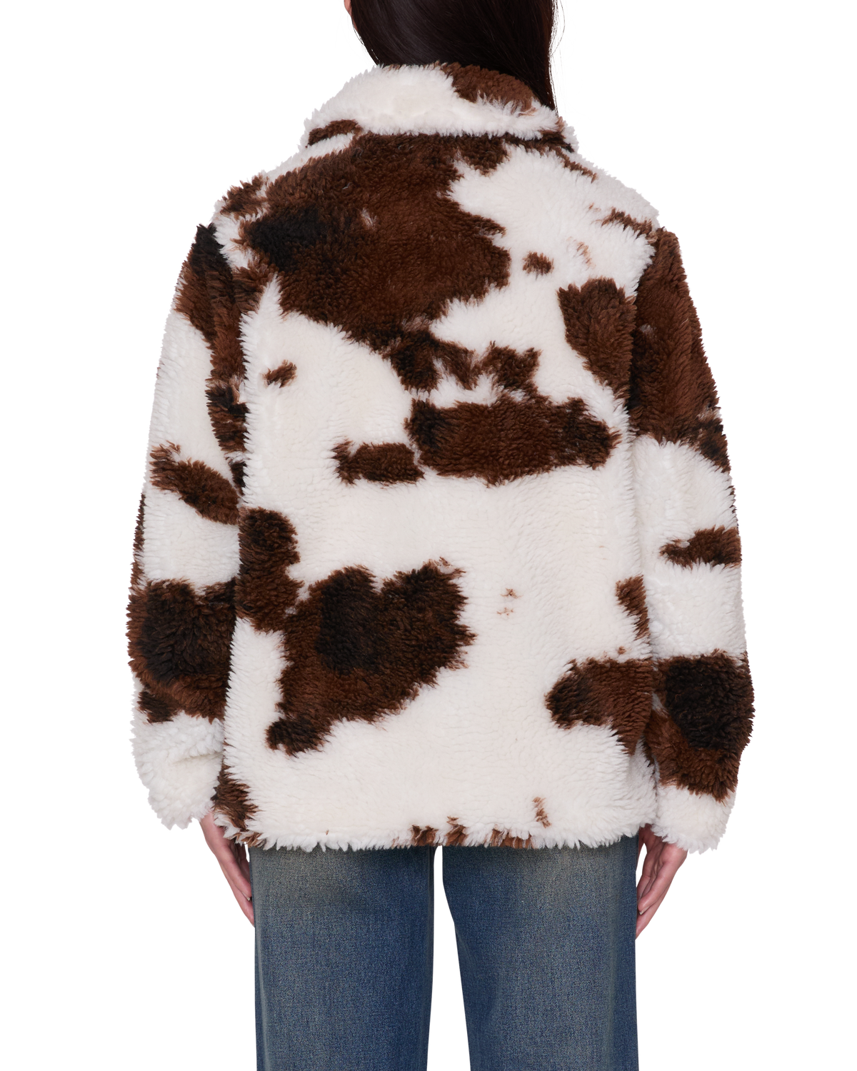 NOLIE SHERPA SHORT COAT - COW PRINT