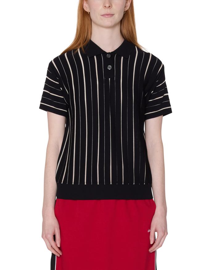 ARLO STRIPE POLO SWEATER - BLACK MULTI