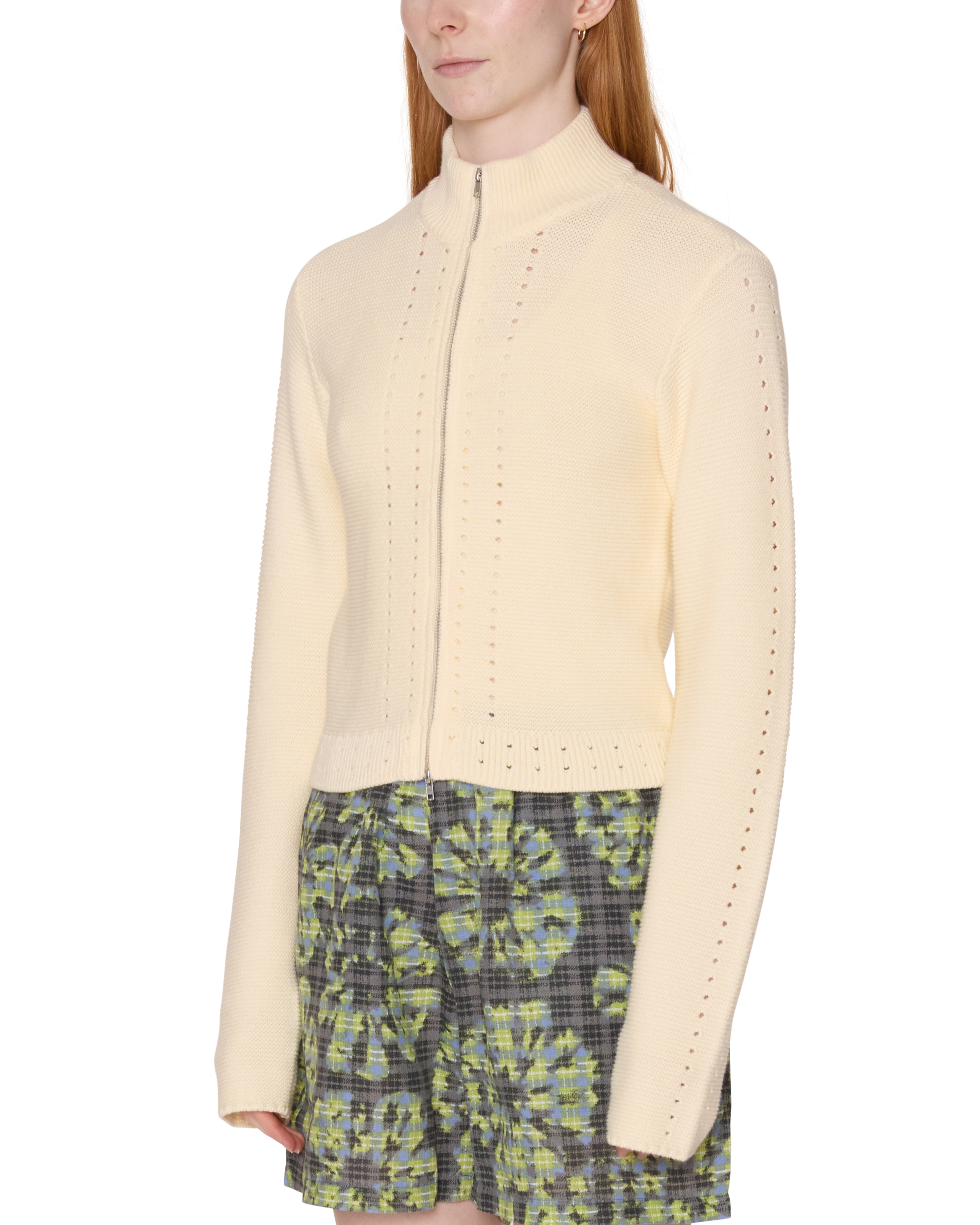 MEREDITH MOCK ZIP SWEATER - BONE