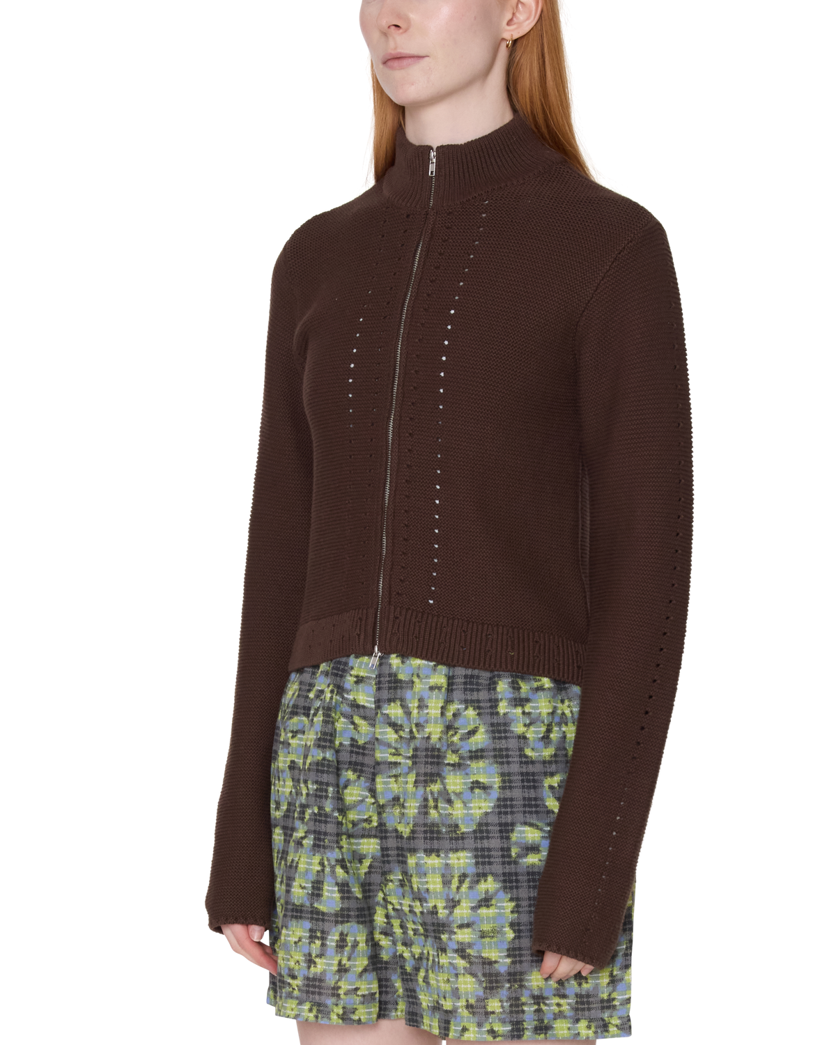 MEREDITH MOCK ZIP SWEATER - CHOCOLATE