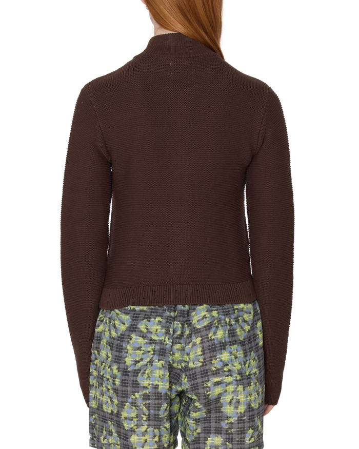 MEREDITH MOCK ZIP SWEATER - CHOCOLATE