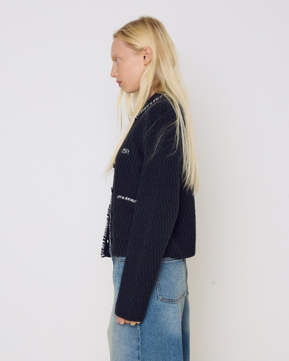 AMELIE BUTTON DOWN SWEATER - OFF BLACK