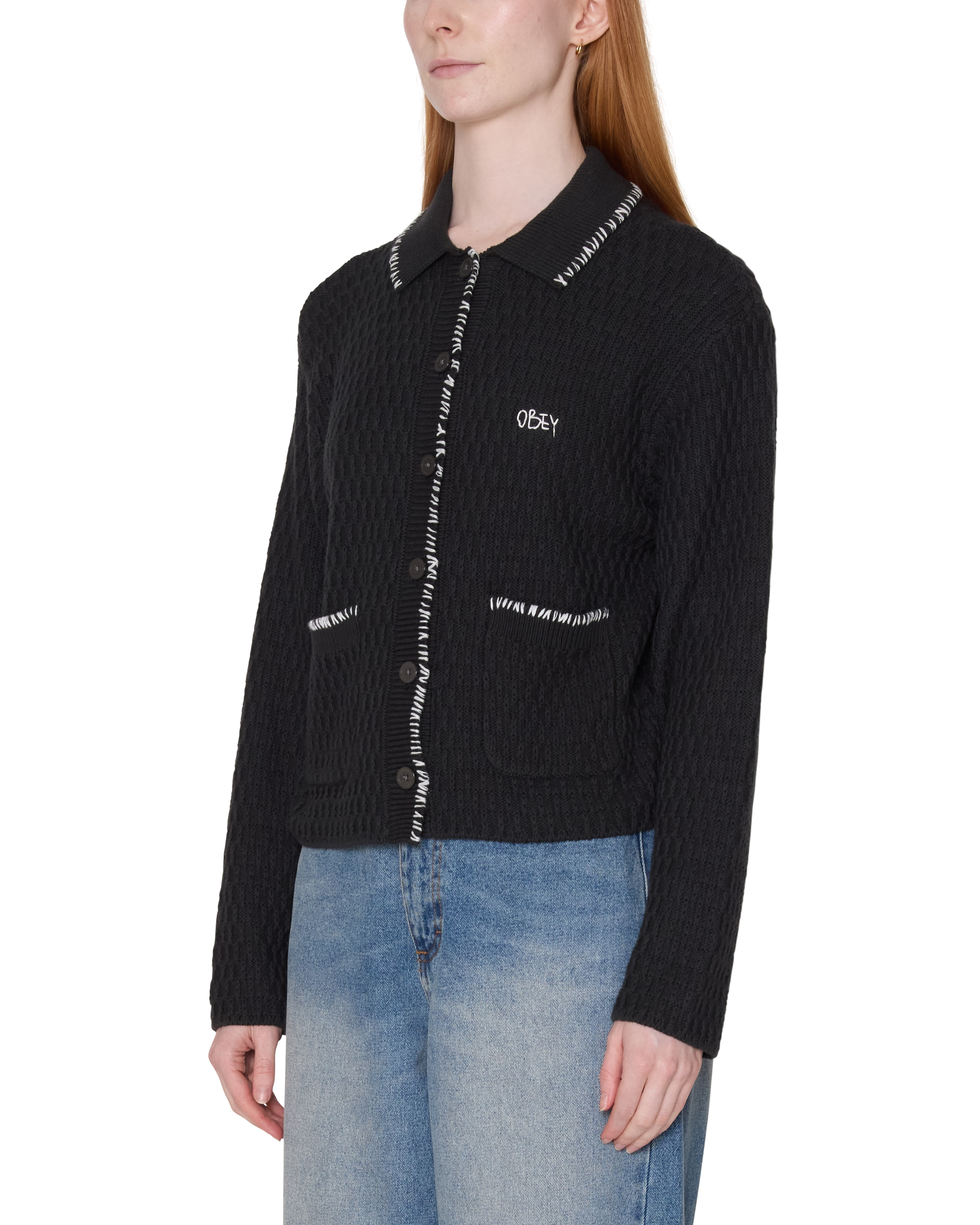 AMELIE BUTTON DOWN SWEATER - OFF BLACK