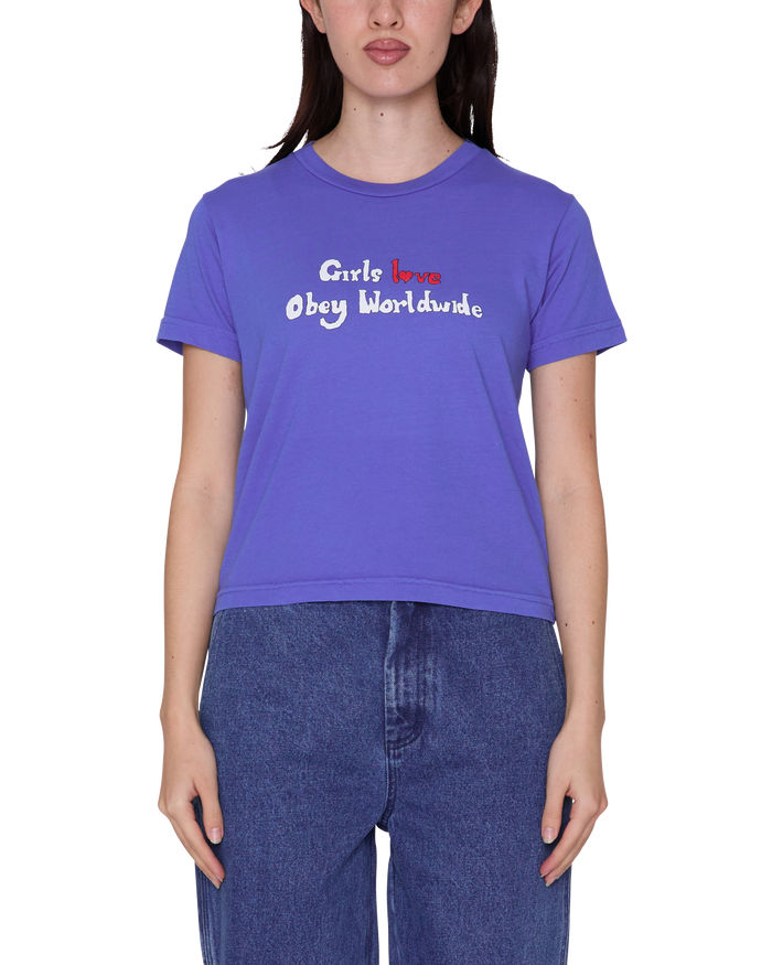 GIRLS LOVE OBEY! KAIA T-SHIRT - DAZZLING BLUE