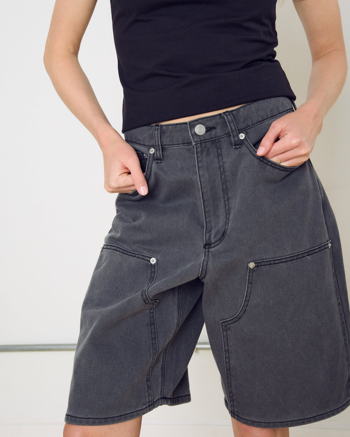 SHIFT PANEL SHORT - CHARCOAL FADED WASH