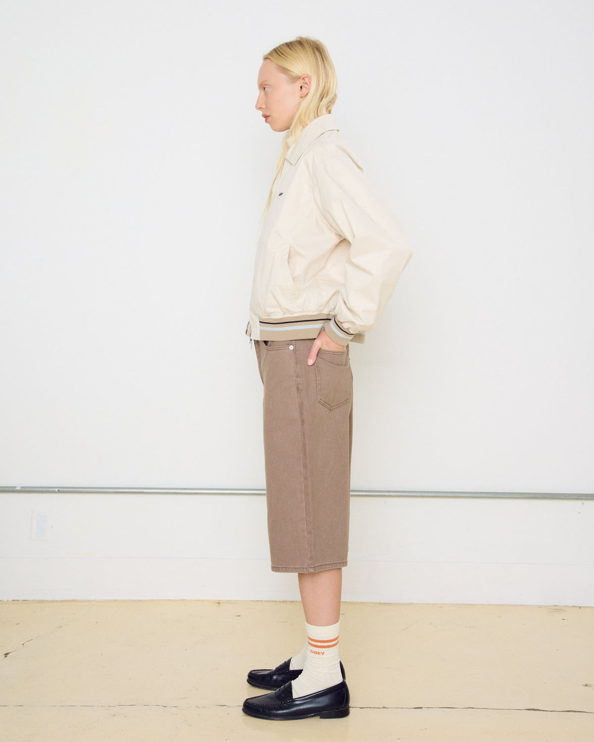 KARINA LONG DENIM SHORT - WALNUT
