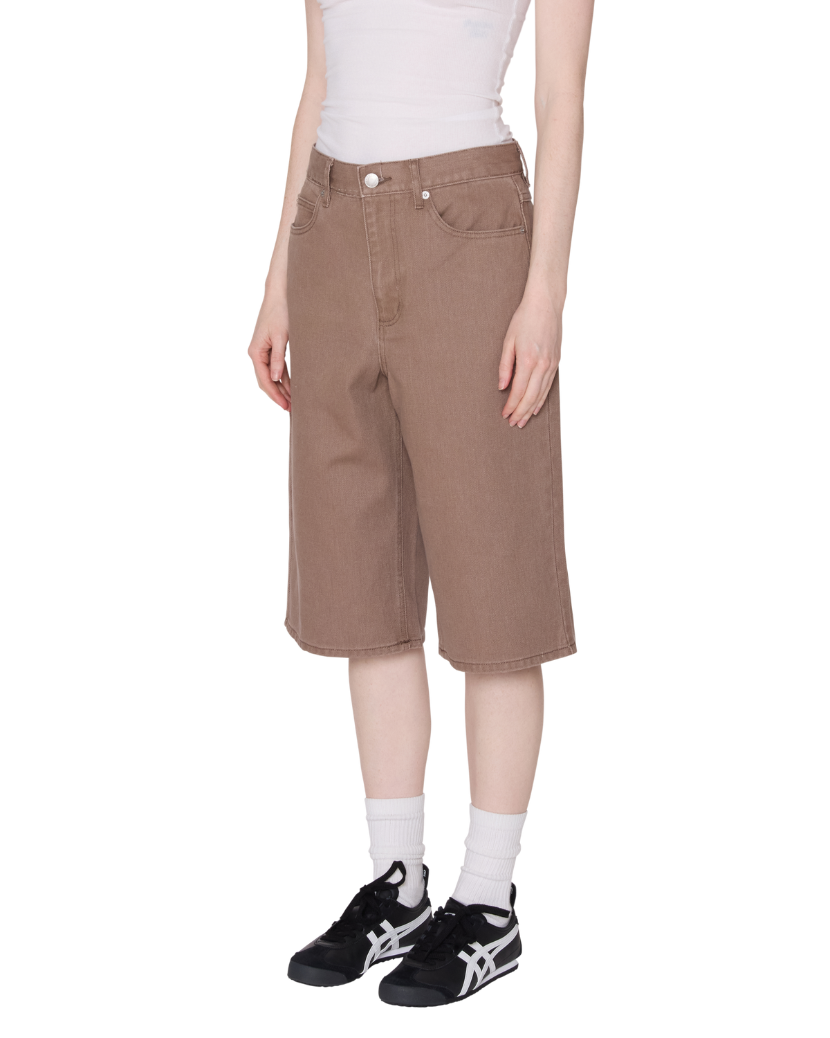 KARINA LONG DENIM SHORT - WALNUT