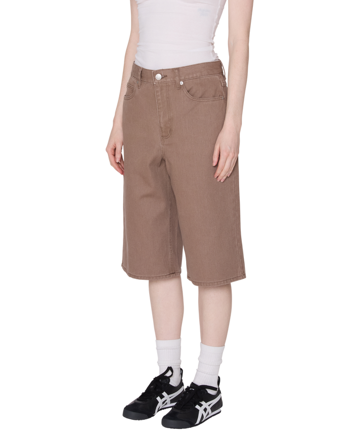 KARINA LONG DENIM SHORT - WALNUT