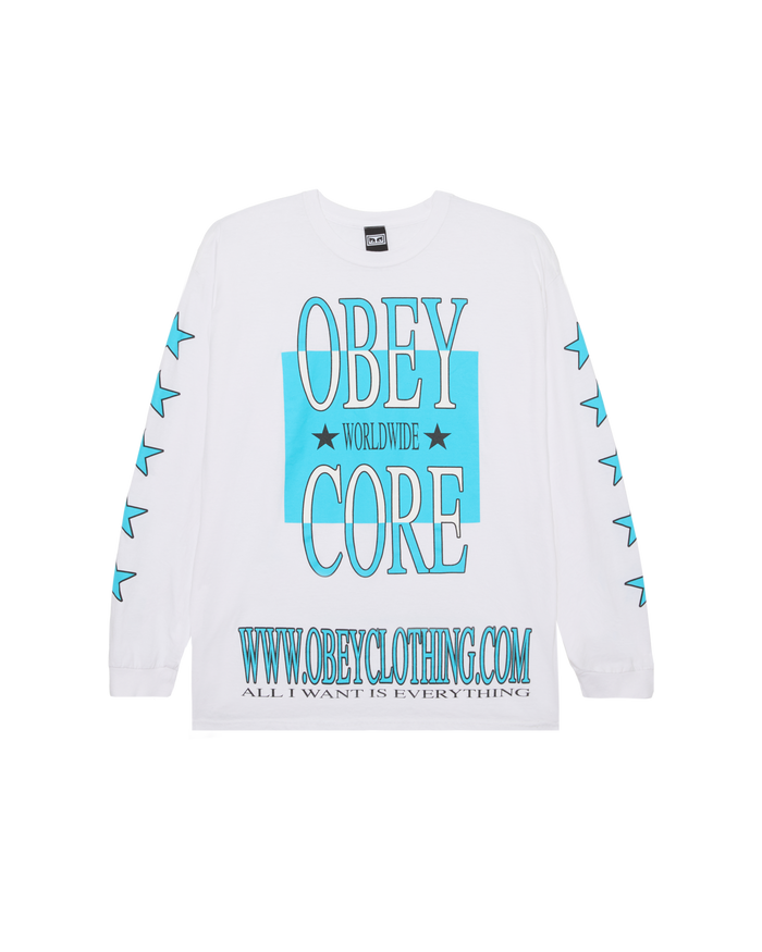 OBEY CORE LS VINTAGE T-SHIRT - WHITE