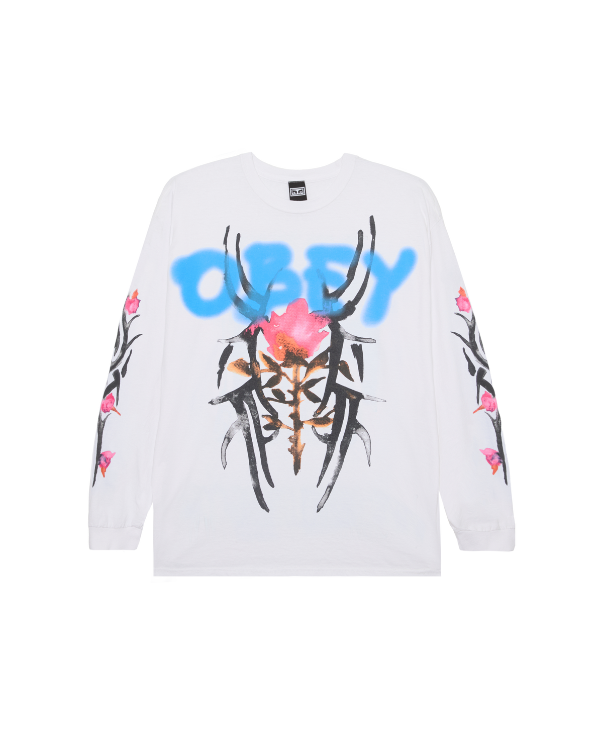 ROSE TRIBAL LS VINTAGE T-SHIRT - WHITE
