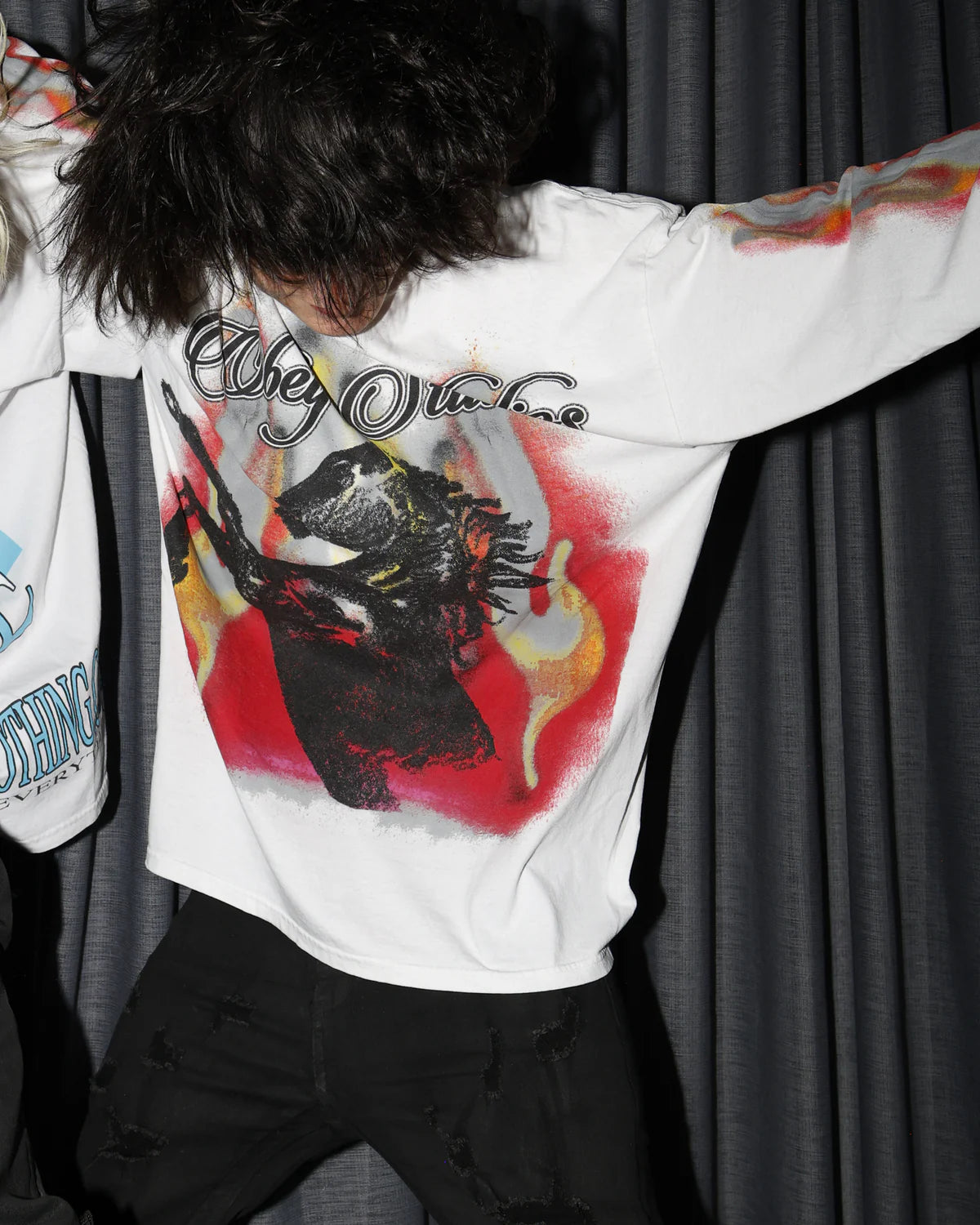 OBEY STUDIOS HORSE LS VINTAGE T-SHIRT - WHITE