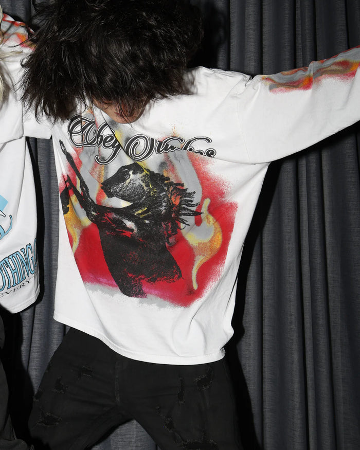 OBEY STUDIOS HORSE LS VINTAGE T-SHIRT - WHITE