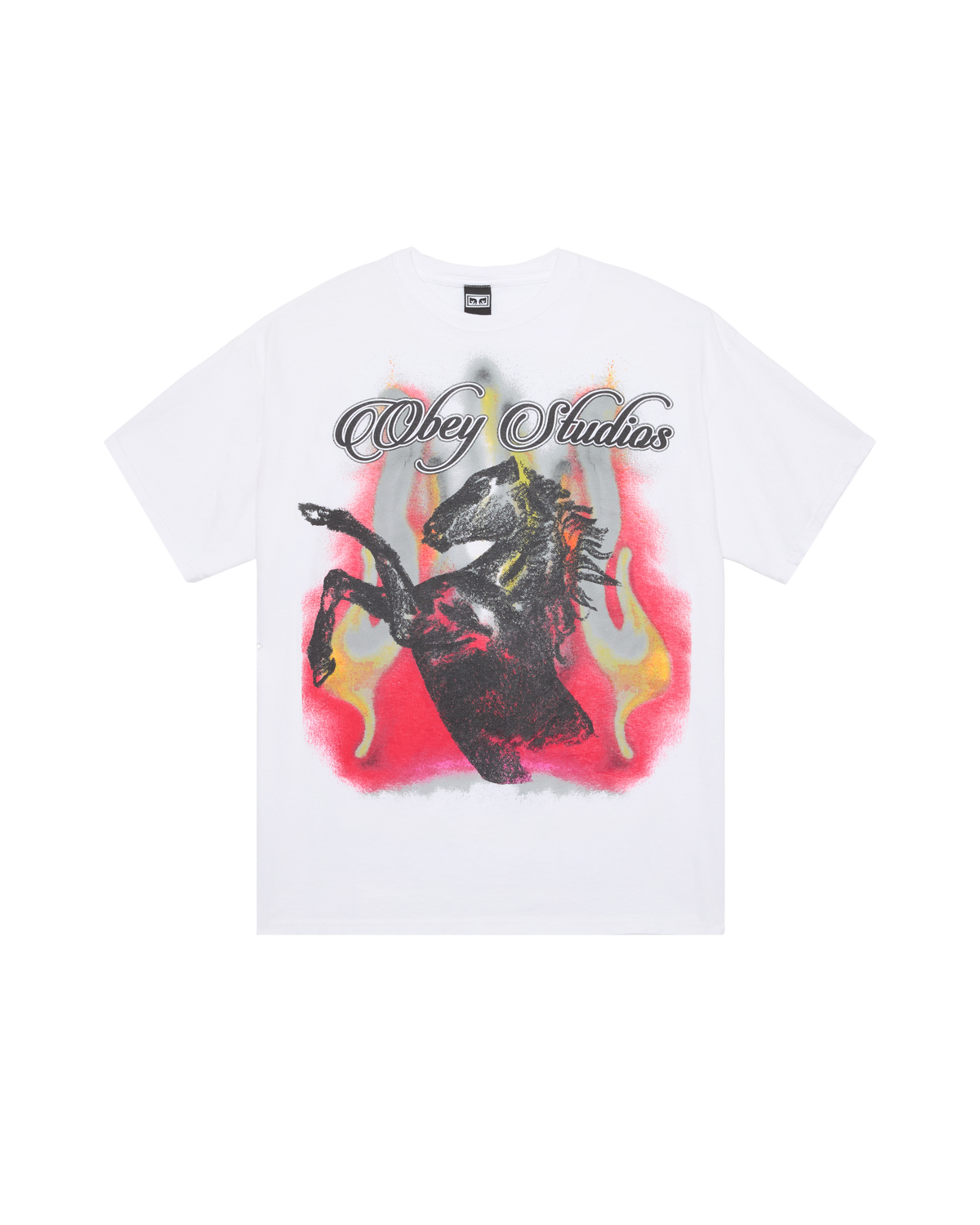 OBEY STUDIOS HORSE VINTAGE T-SHIRT - WHITE