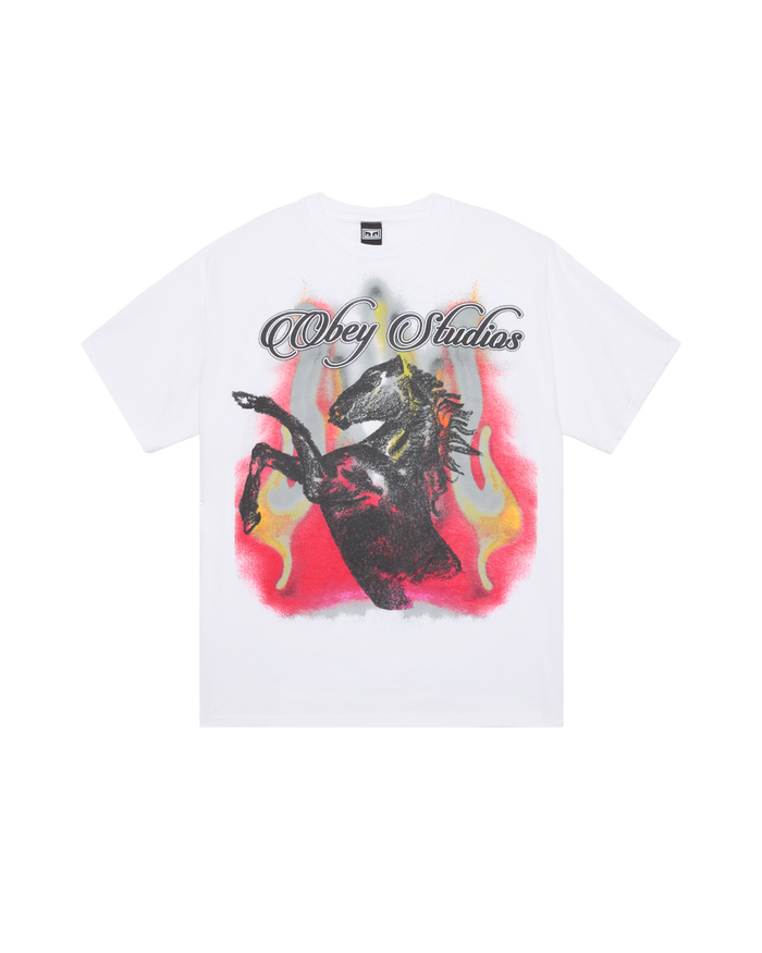 OBEY STUDIOS HORSE VINTAGE T-SHIRT - WHITE